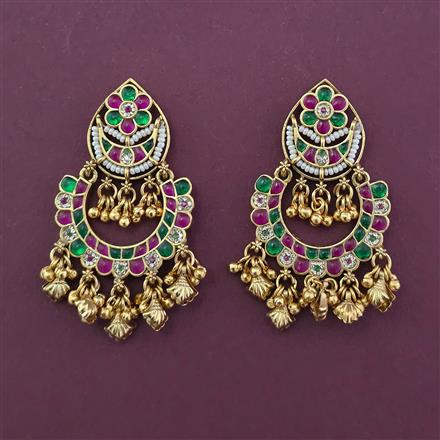 Antique Chand Earring with Matte Gold Plating