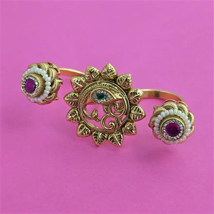 Antique Pearl Ring with Matte Gold Plating