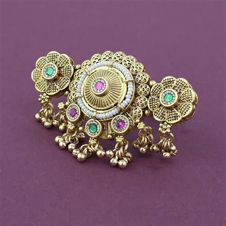 Antique Adjustable Ring with Matte Gold Plating