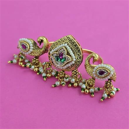 Antique Adjustable Ring with Matte Gold Plating
