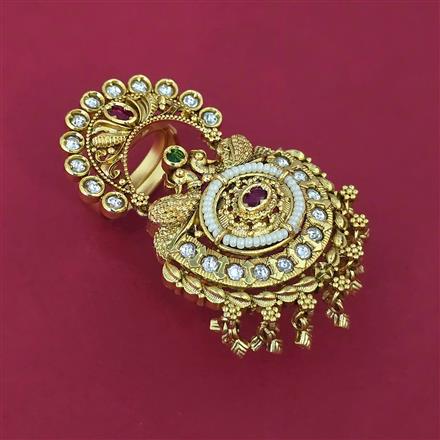 Antique Adjustable Ring with Matte Gold Plating