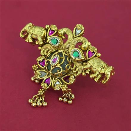 Antique Adjustable Ring with Matte Gold Plating
