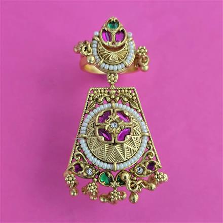 Antique Adjustable Ring with Matte Gold Plating