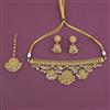 Antique Choker Necklace with Matte Gold Plating