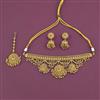 Antique Choker Necklace with Matte Gold Plating