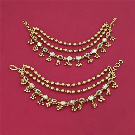 Antique Multi Layer Ear Chain with Matte Gold Plating