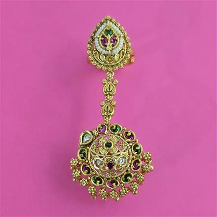 Antique Adjustable Ring with Matte Gold Plating