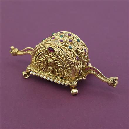 Antique Temple Sindoor Box with Gold Plating