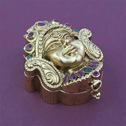Antique Temple Sindoor Box with Gold Plating