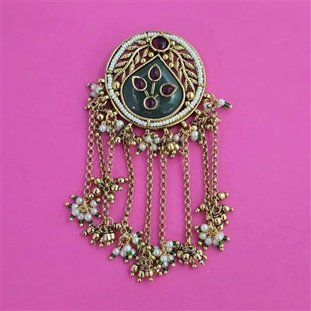 Antique Pearl Hair Brooch with Matte Gold Plating