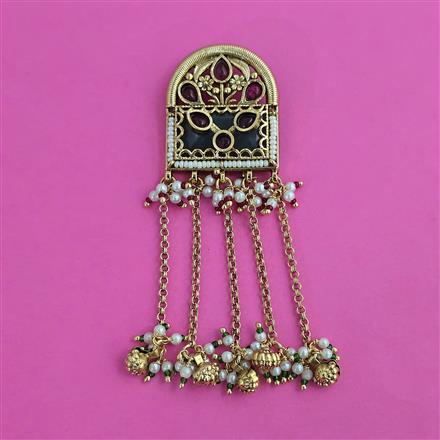 Antique Pearl Hair Brooch with Matte Gold Plating
