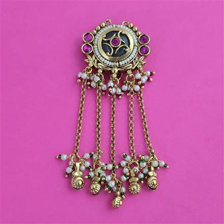 Antique Pearl Hair Brooch with Matte Gold Plating