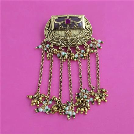 Antique Pearl Hair Brooch with Matte Gold Plating