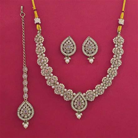 Antique Pearl Necklace with Mehndi Plating