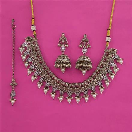 Antique Pearl Necklace with Mehndi Plating