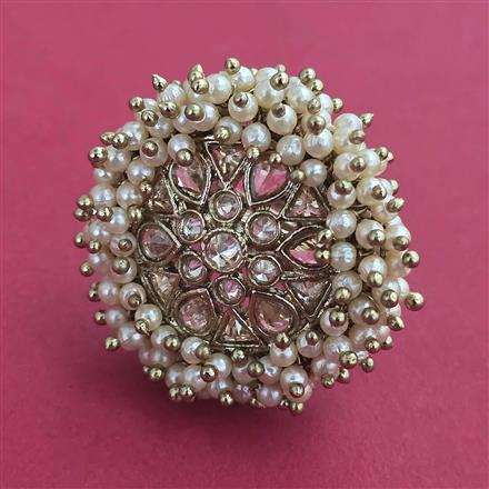 Antique Pearl Ring with Mehndi Plating