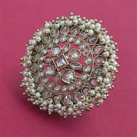 Antique Pearl Ring with Mehndi Plating