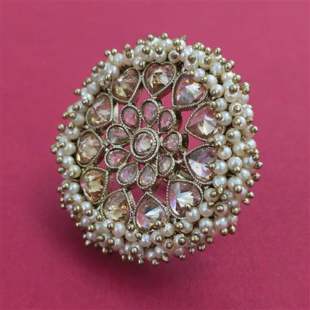 Antique Pearl Ring with Mehndi Plating