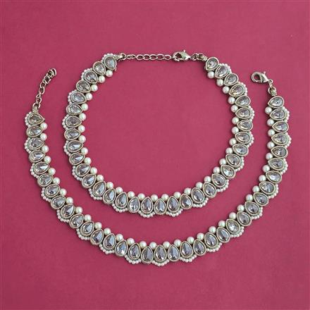 Antique Pearl Payal with Mehndi Plating