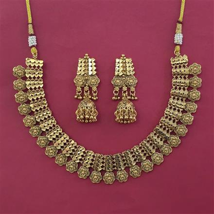 Antique Plain Gold Necklace with Gold Plating
