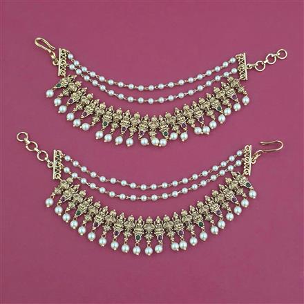 Antique Temple Ear Chain with Matte Gold Plating