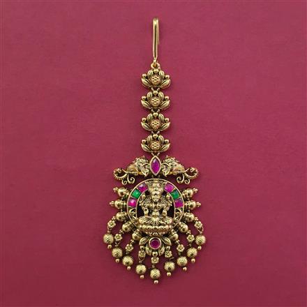 Antique Temple Tikka with Matte Gold Plating