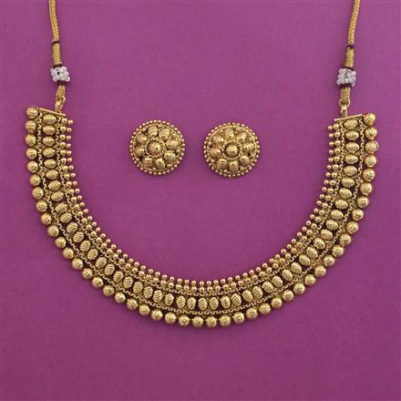 Antique Plain Gold Necklace with Gold Plating
