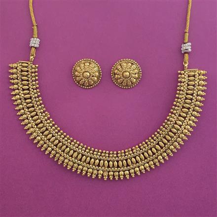 Antique Plain Gold Necklace with Gold Plating