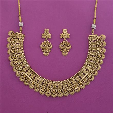 Antique Plain Gold Necklace with Gold Plating