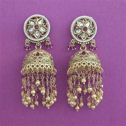 Antique Jhumki with Matte Gold Plating