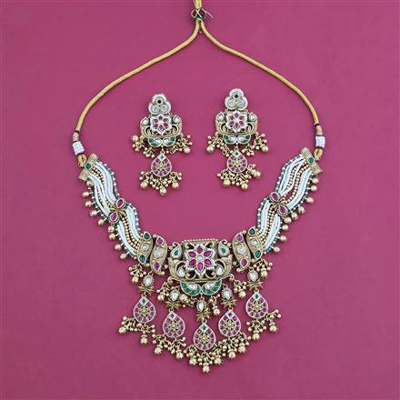 Antique Birds Necklace with Matte Gold Plating