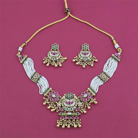 Antique Birds Necklace with Matte Gold Plating