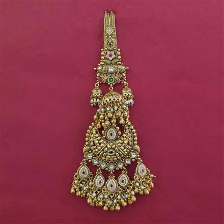 Antique Pearl Jhuda with Matte Gold Plating