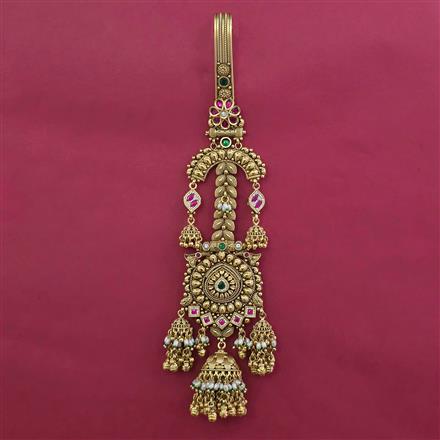 Antique Pearl Jhuda with Matte Gold Plating