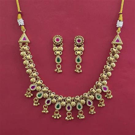 Antique Classic Necklace with Matte Gold Plating
