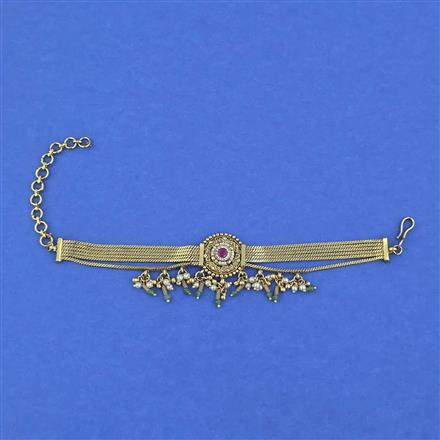 Antique Adjustable Bracelet with Matte Gold Plating