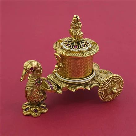 Antique Temple Sindoor Box with Matte Gold Plating