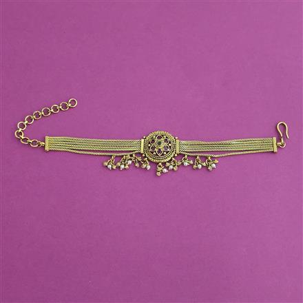 Antique Adjustable Bracelet with Matte Gold Plating