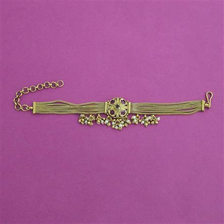 Antique Adjustable Bracelet with Matte Gold Plating