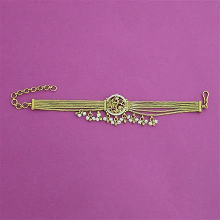 Antique Adjustable Bracelet with Matte Gold Plating