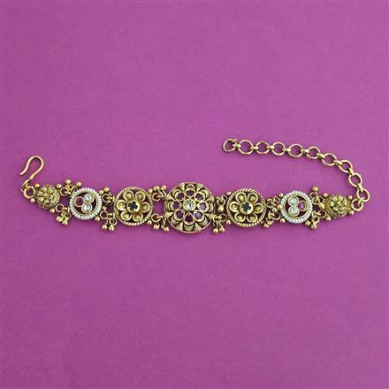 Antique Adjustable Bracelet with Matte Gold Plating