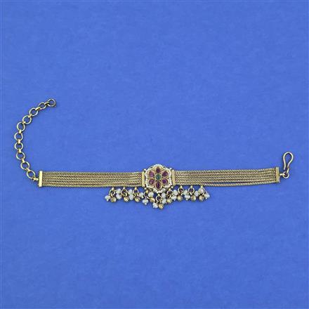 Antique Adjustable Bracelet with Matte Gold Plating