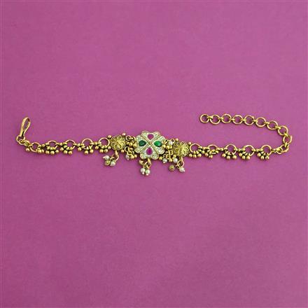 Antique Adjustable Bracelet with Matte Gold Plating