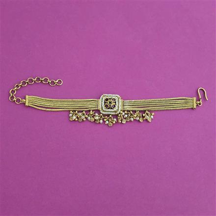 Antique Adjustable Bracelet with Matte Gold Plating