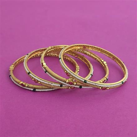 Antique 4 Pc Pearl Bangles with Gold Plating