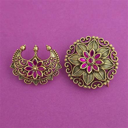 Antique Chand Hair Brooch with Matte Gold Plating