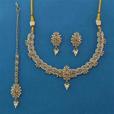 Antique Pearl Necklace with Mehndi Plating