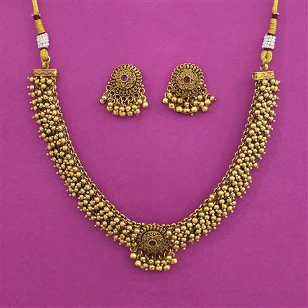 Antique Choker Necklace with Matte Gold Plating