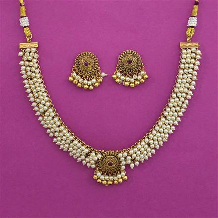 Antique Choker Necklace with Matte Gold Plating