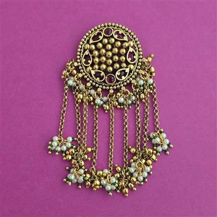 Antique Pearl Hair Brooch with Matte Gold Plating